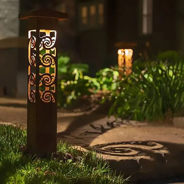 different shaped bollard light in corten steel